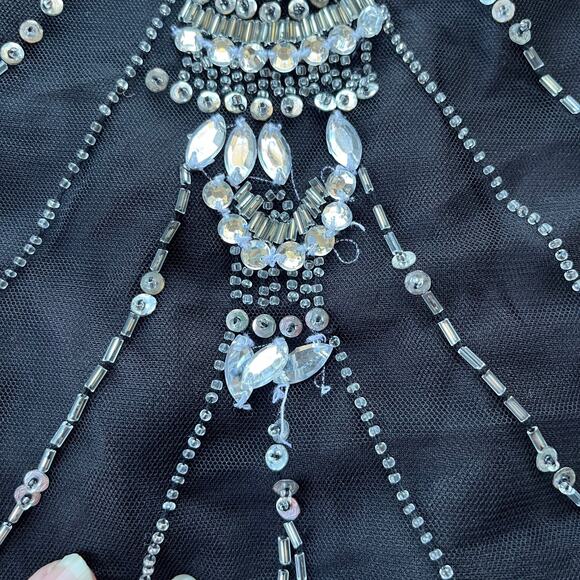 Vtg 90s Scala Beaded Tank Blouse Sz M Y2K Gatsby Art Deco Holiday Sequins Glam - Picture 10 of 16